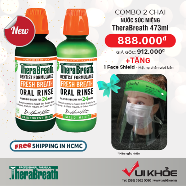 Sản phẩm TheraBreath 24-Hour Fresh Breath Oral Rinse – Rainforest Mint (combo 2 chai)