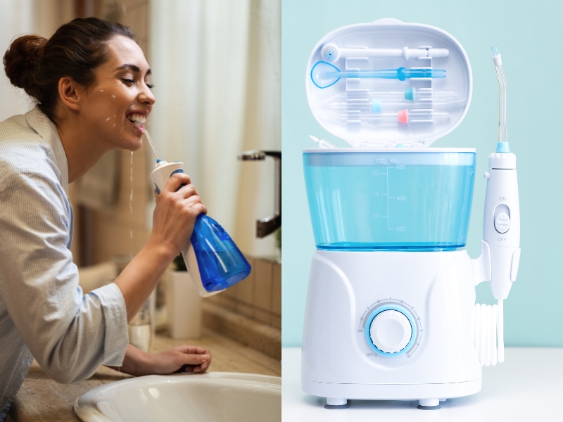 Sử dụng máy tăm nước làm sạch răng niềng