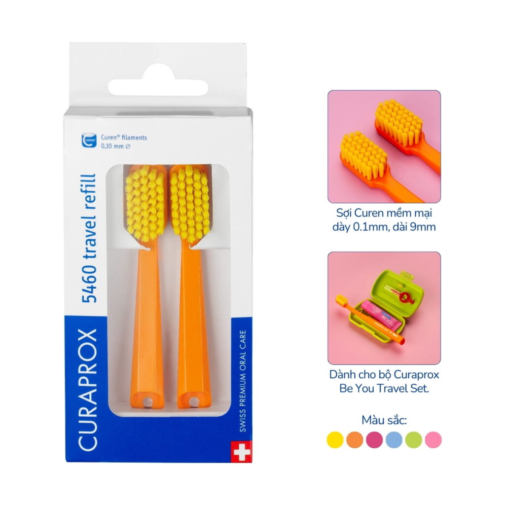 Hộp bộ 2 đầu thay cho bàn chải răng Curaprox CS 5460 Travel Set cam