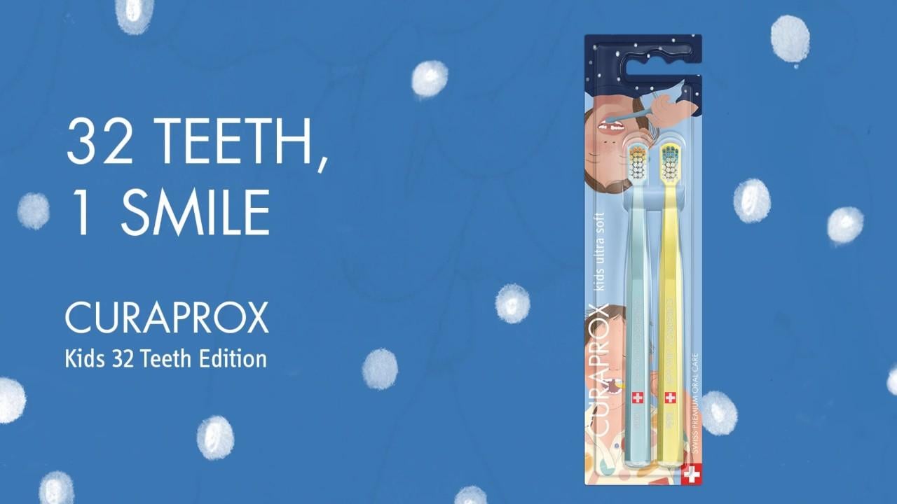 [LIMITED EDTION] Bàn chải Curaprox Kids 32 Teeth Edition mang màu sắc và niềm vui vào mỗi lần đánh răng của bé